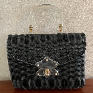 Vintage Black Wicker Purse